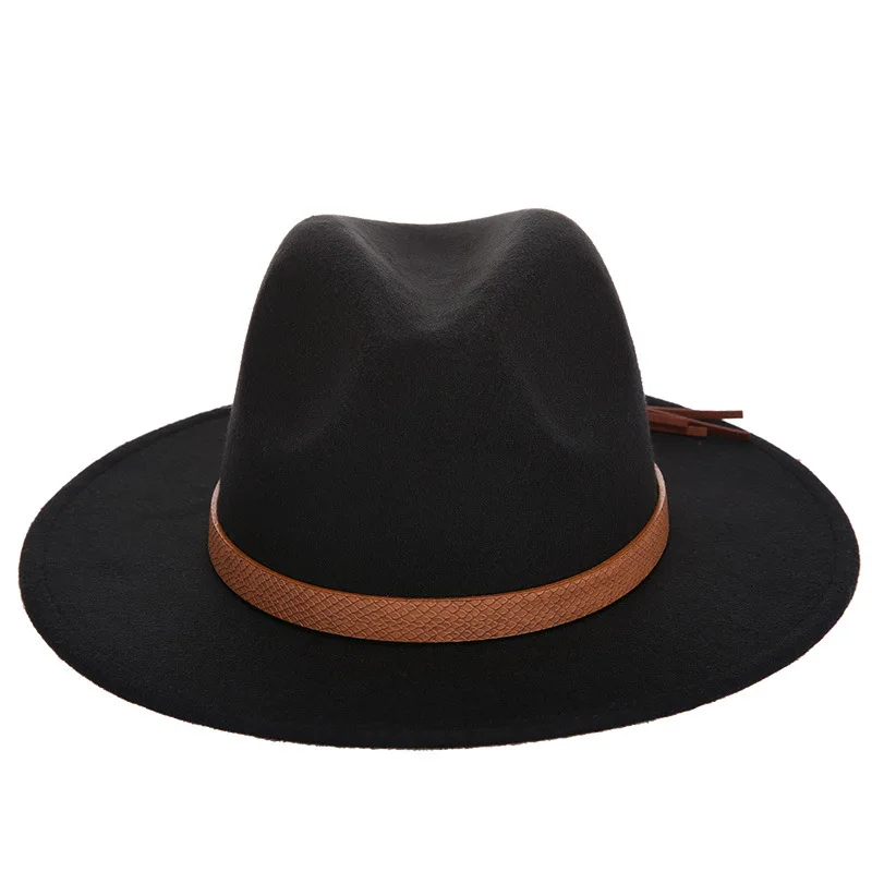 Осенне-зимний мужской большой размер fedora 60 см классический sombrero пушистый платок Имитация шерсти шапки козырек Высокое качество Ковбой