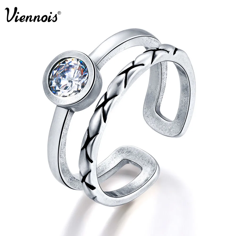 Viennois Новый Серебряный Цвет Ретро двухслойные кольцо для Для женщин горный