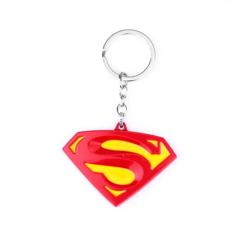 MQCHUN Movie Superman Keychain Superhero S Logo Metal Keyring Red ...