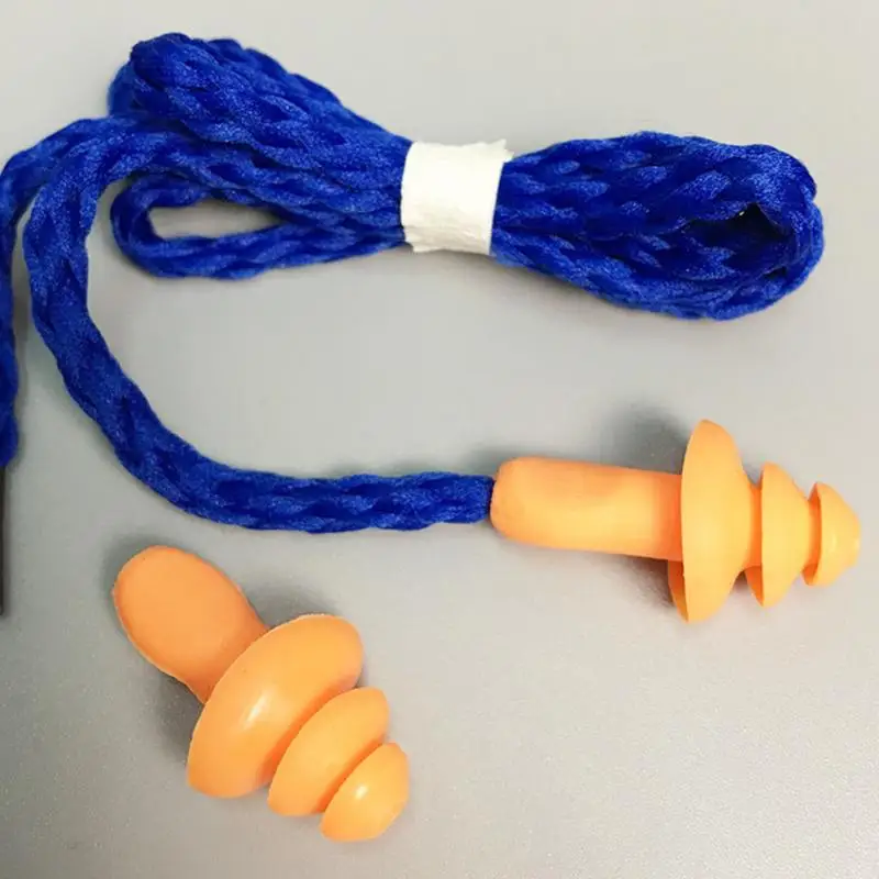 

Soft string sound insulation silicone earplugs Christmas tree shape earplugs orange belt line learning sleep work earplugs