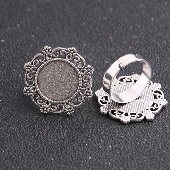 

2pcs Antique Alloy Filigree Adjustable Ring Bases Blanks 25mm (Fit 15mm Dia) Cabochon Settings Jewelry