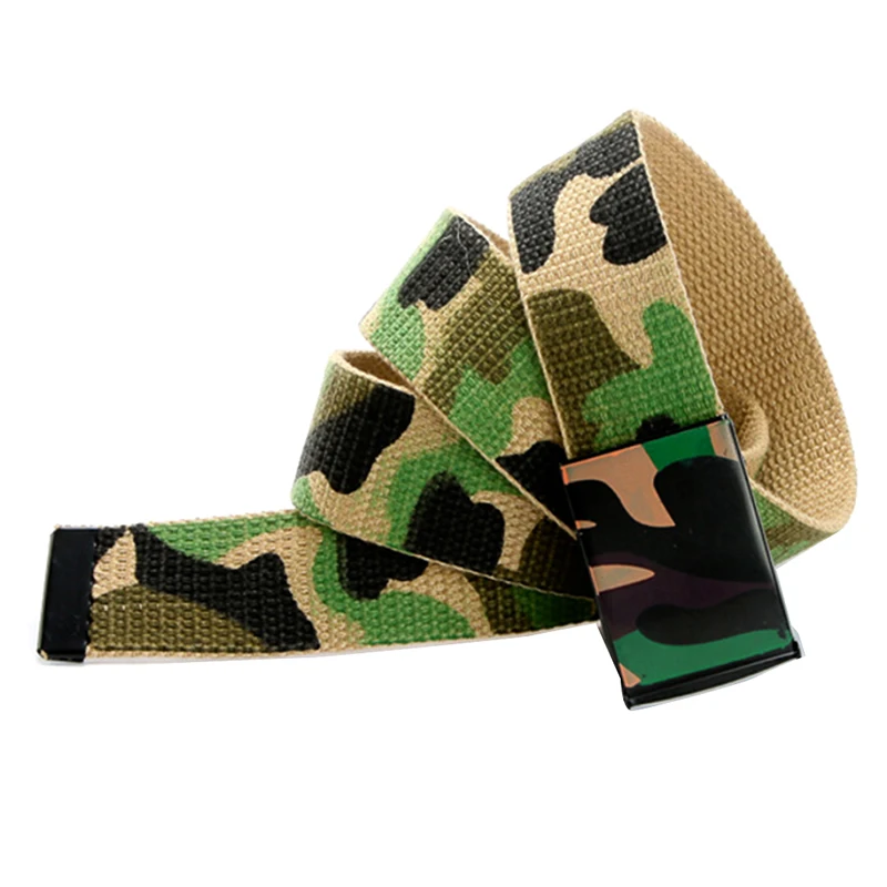 1PC Camouflage Canvas Belt Casual Printed Graffiti Waist Belts Couple Camo Tactical Jeans Buckle Straps Belt Unisex