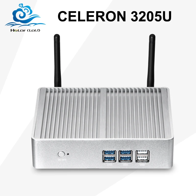 Mini Desktop Computer Celeron 3205U Mini PC Dual Core Windows 10 Office Computer Low Power Fanless