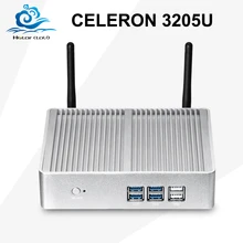 Мини настольный компьютер Celeron 3205U Мини-ПК двухъядерный Окна 10 офисный компьютер низкая Мощность безвентиляторный HDMI HTPC ТВ коробка настраиваемый