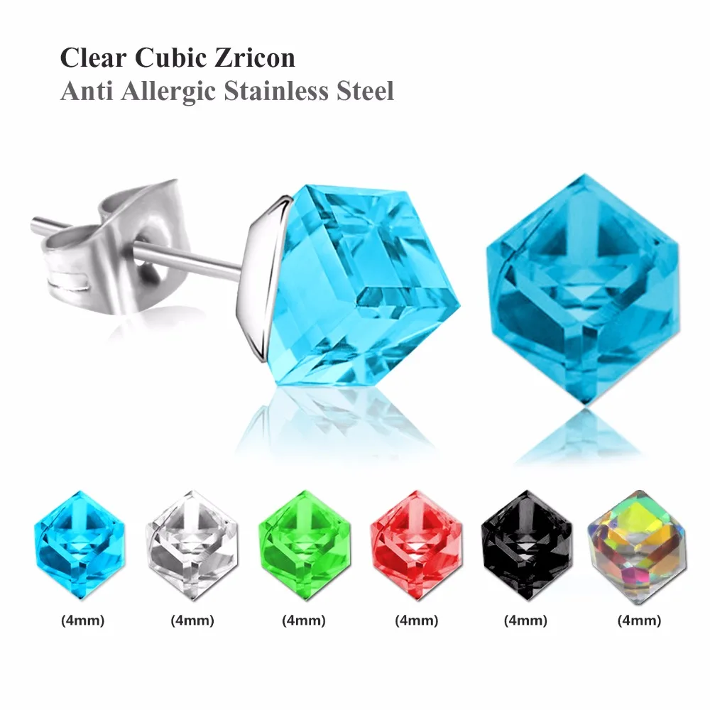 Серьги гвоздики LUXUSTEEL разных цветов с геометрическим рисунком 6 Пары/корзина