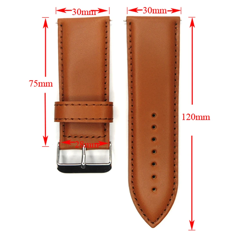 30mm watch band light coffee large size vintage italy oiled calf watchband size