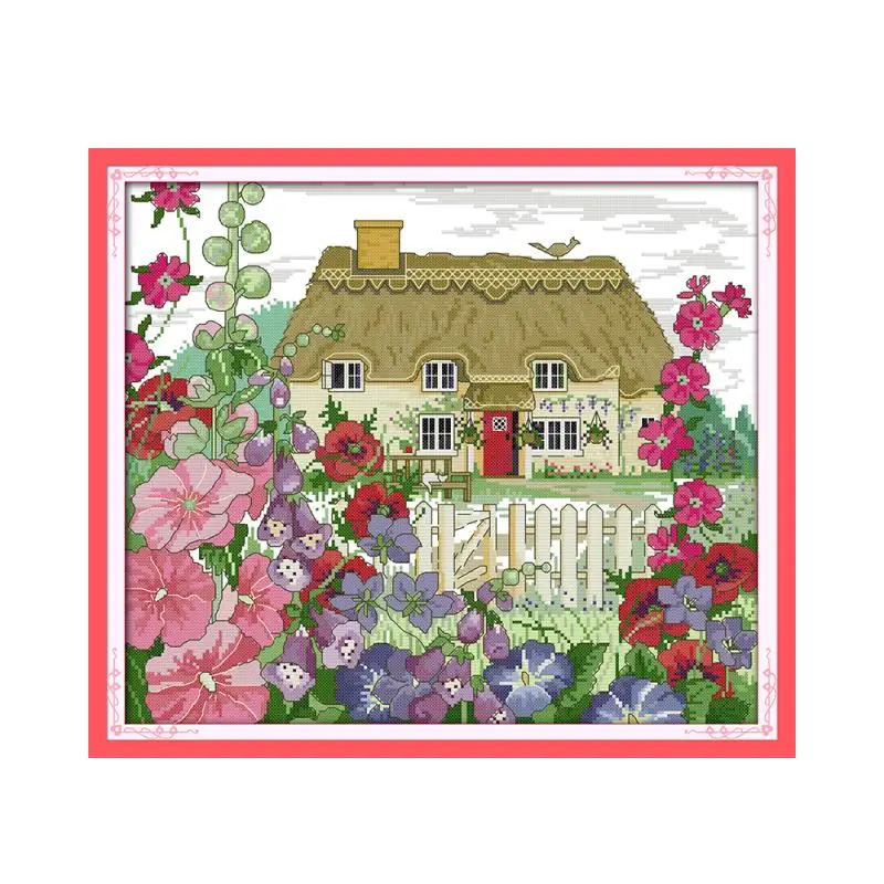 Joy Sunday Blooming morning glory spring beauty outskirts cottage hand embroidery DMC embroidery thread decorative painting Joy Sunday Blooming morning glory spring beauty outskirts cottage hand embroidery DMC embroidery thread decorative painting
