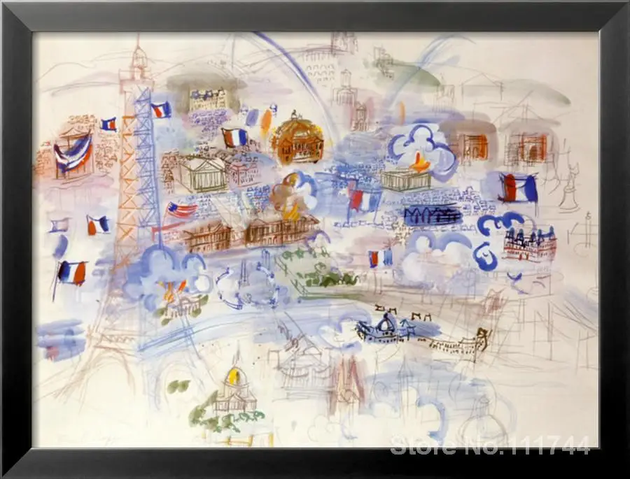 

Modern art Landscape Paris 14 Juillet by Raoul Dufy painting High quality Hand painted