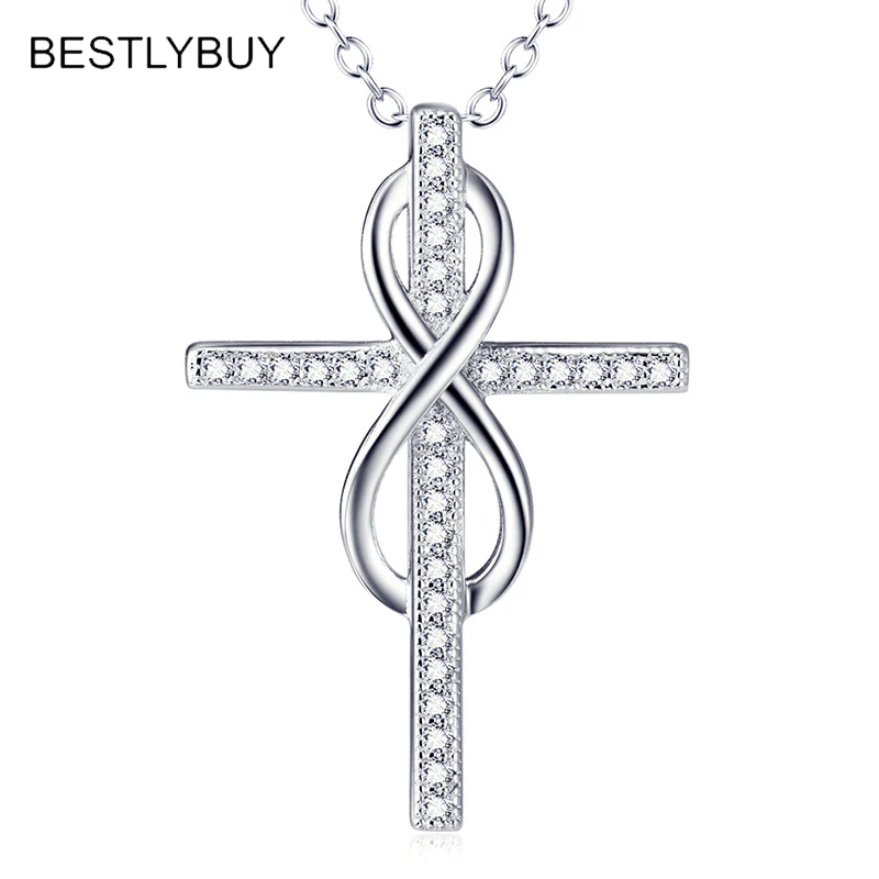Женское колье с крестом BESTLYBUY элегантное из стерлингового серебра 925 пробы