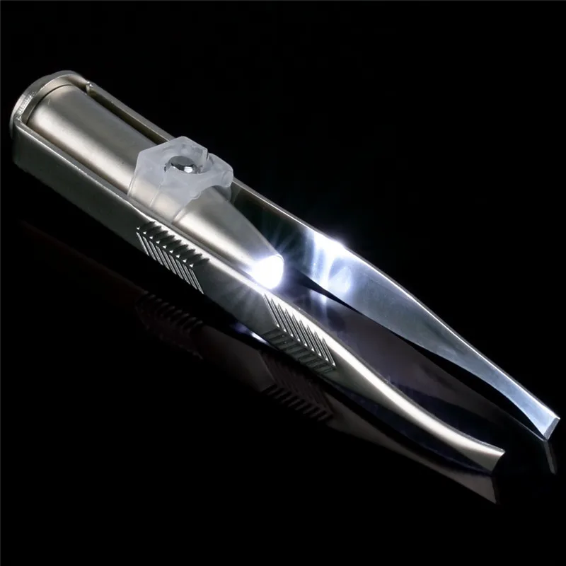 

Love Thanks Women Makeup Stainless Steel Eyelash Eyebrow Tweezers With LED Light Cosmeticc Tool 1Pcs