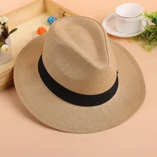 Лидер продаж, летняя соломенный джазовый головной убор с бантом, модная пляжная Панама, одноцветная кепка для женщин и мужчин, солнцезащитные шляпы с защитой от УФ-излучения