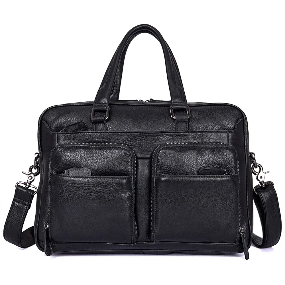 

Augus Cow Leather Multi Funcation Briefcase Large Capacity Laptop Bag Multi Pockets Cross Body Bag For Business Men 7373A