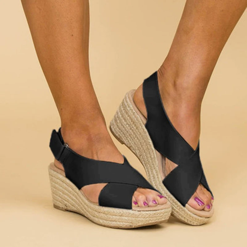 Women Sandals 2019 New Platform Sandals Wedges Shoes For Women Summer Chaussures Femme Leather Chunky Heels Sandalias Mujer