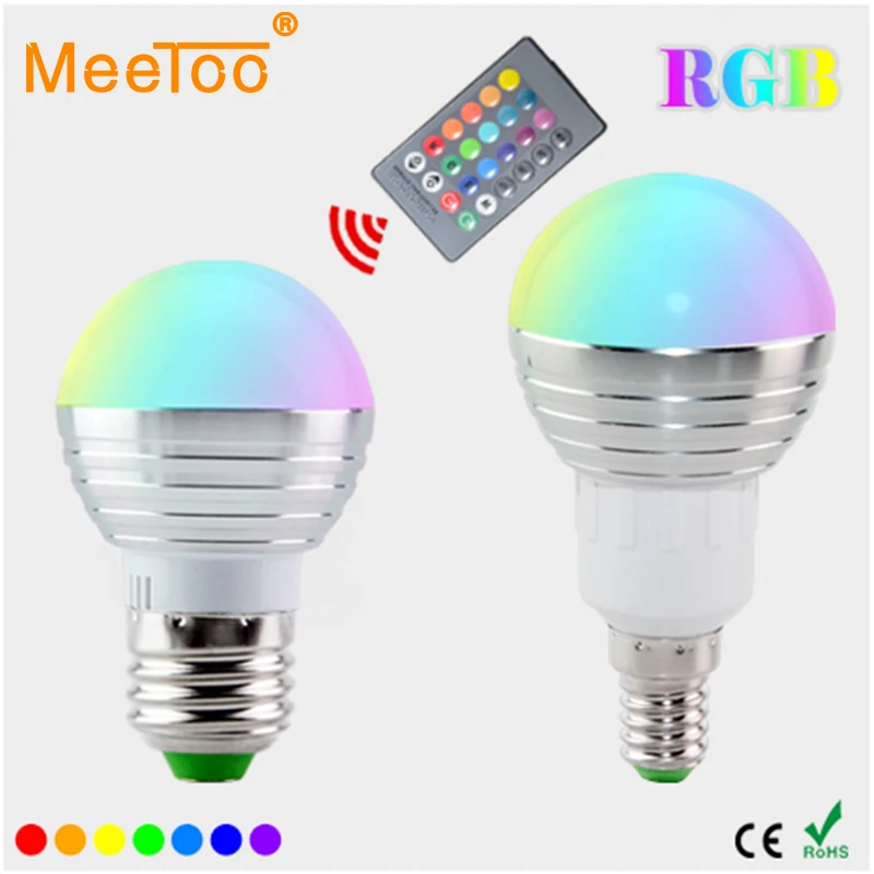 Светодиодный прожектор E14 E27 RGB AC110V 220 В 16 цветов с ИК-пультом дистанционного