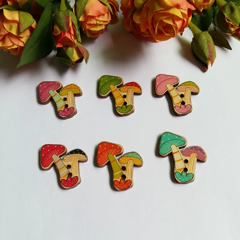100pcs mix color Mushroom Decorative Buttons Sewing Flatback Buttons