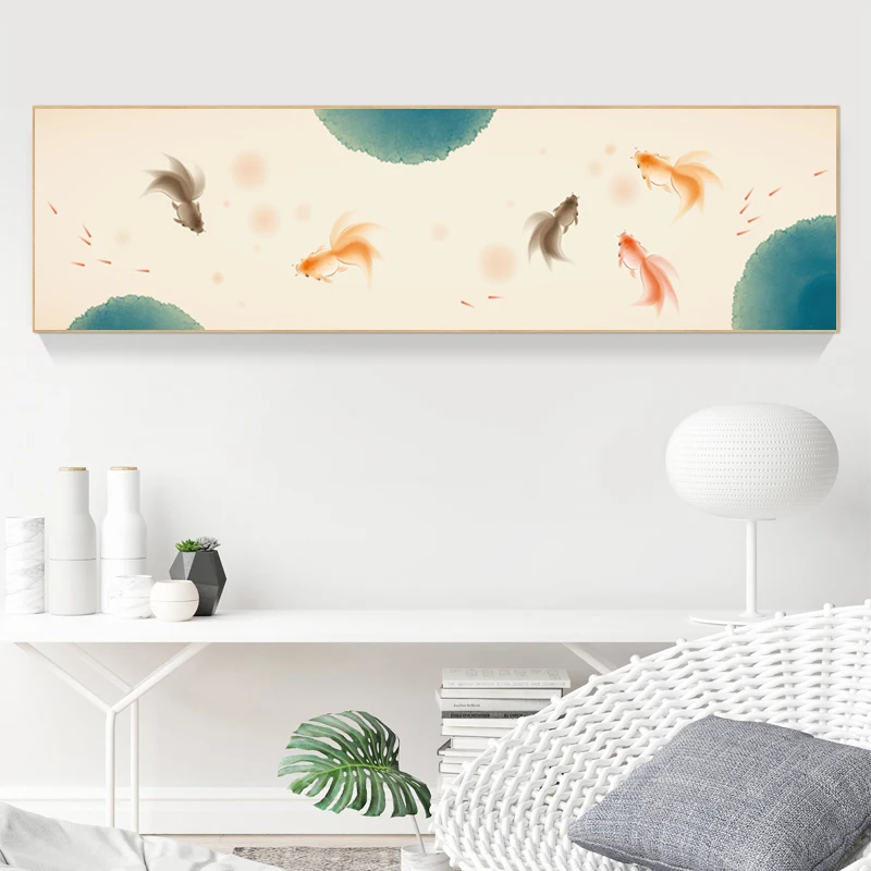 Китайская Абстрактная Картина Koi Fish Lotus картина маслом на холсте фэн шуй