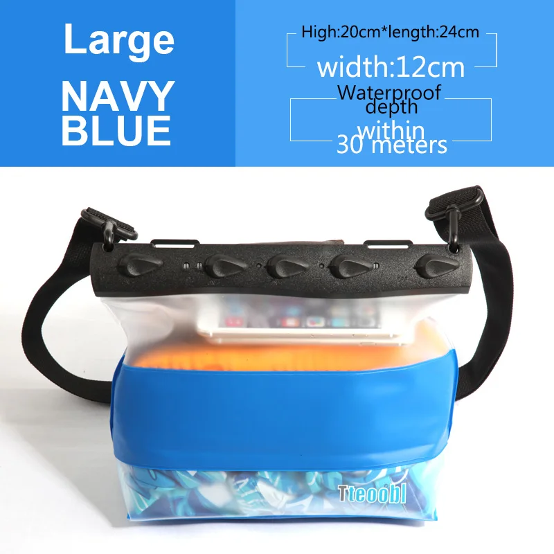 TteooBL 30 м ПВХ водонепроницаемая поясная сумка подводная Летняя Пляжная сумка прозрачные поясные сумки для серфинга маска для подводного плавания Дайвинг подводное плавание - Цвет: NAVY BLUE LARGE