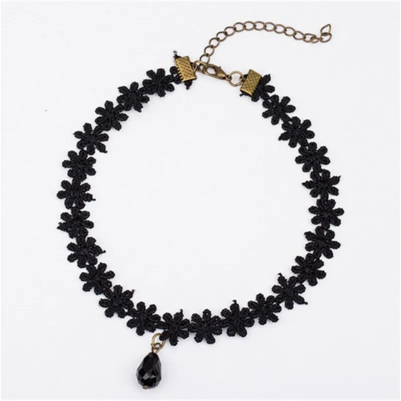 Harajuku урожай готический velvet choker кружева цветок ожерелье гот эмо воротник женщины
