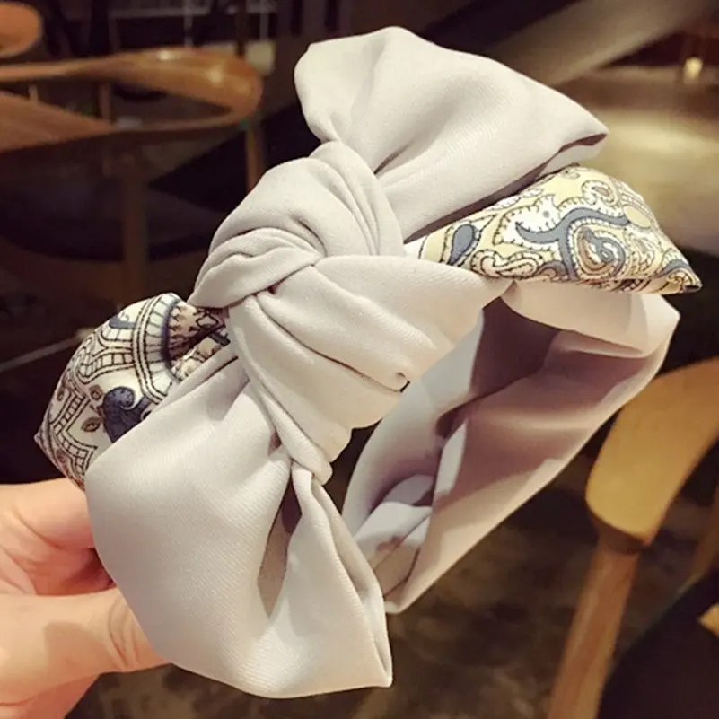 

Flower Print Big Bow Knot Headband Twist Hairband Women Girls Wide Patchwork Cloth Hair Band Hoop Headwear Hair Accessories