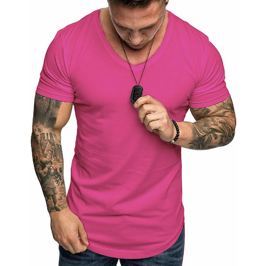 17 цветов футболка для мужчин летом прохладно Slim Fit Повседневное с О-образным вырезом короткий рукав Уличная футболка высоко качественные футболки мужская одежда - Цвет: purple