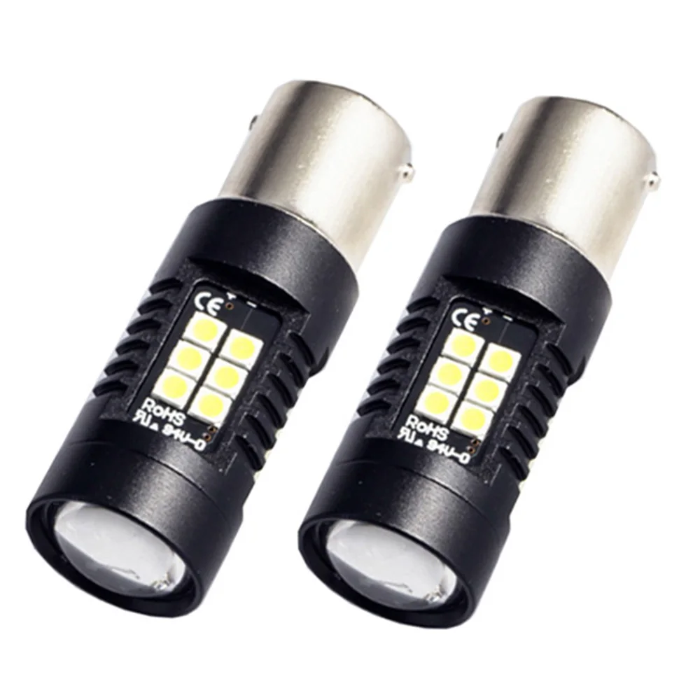 

2pcs P21W LED 1156 BA15S LED Bulbs Car Lights 1200Lm Turn Signal Reverse Brake Light R5W 3030 LEDs 12V 24V Automobiles Lamp D040