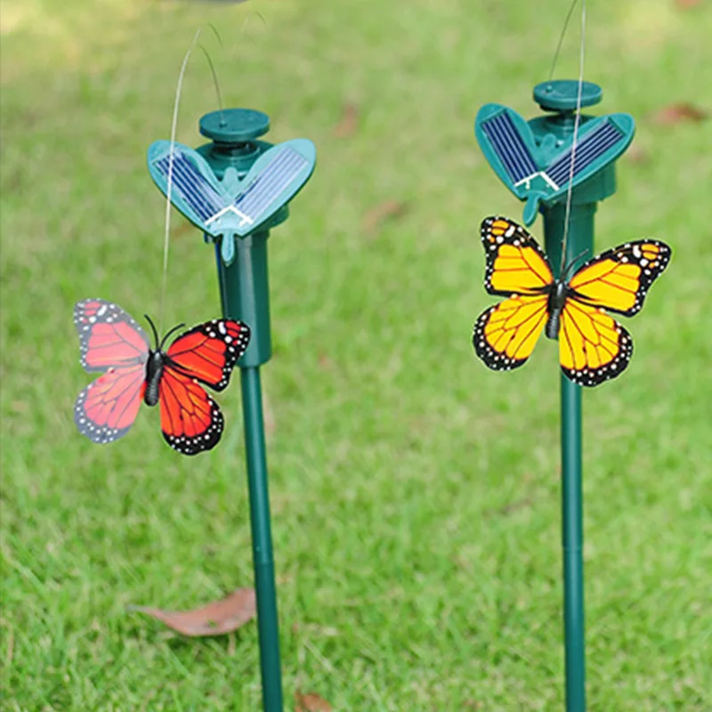 

2pcs Solar Powered Dancing Flying Butterfly dual rotation simulation Fluttering Butterflies Garden Decoration home decor