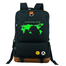 Карта мира Рюкзак Школьный Мешок Большой Размер ноутбук Сумка Рождественский Подарок Может Светиться в Темноте Пару мешок Модный Путешествовать Спорт Уличный Кемпинг Модный Путешествовать Спорт Уличный Кемпинг