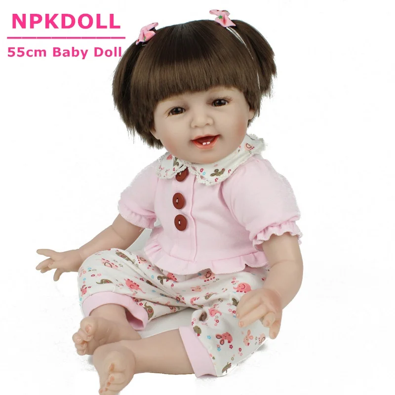 

Lifelike 55cm Soft Silicone Baby Reborn Dolls Adorable Smilling Bebe Menina Newborn Toys For Girls Fashion Xmas Gift Brinquedos