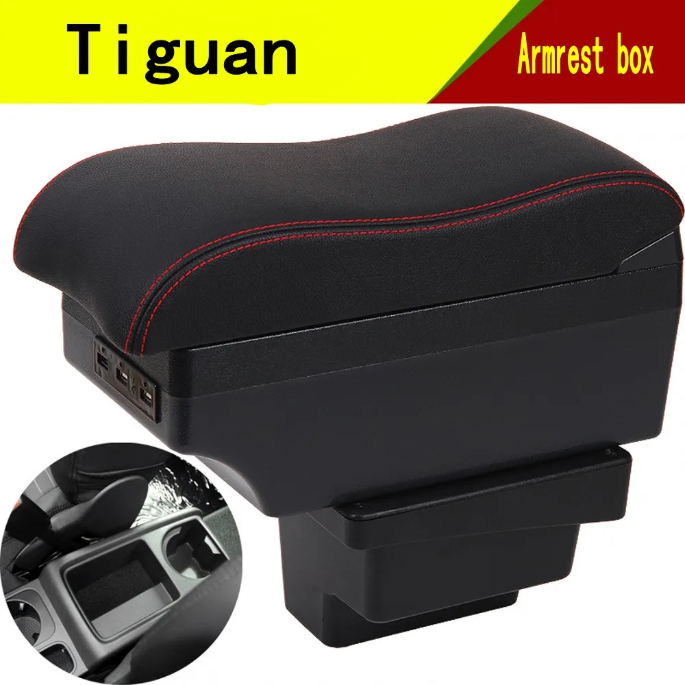 

For Volkswagen Tiguan I Armrest Box Central Content Interior Elbow Arm Rest Storage Case Car-styling with USB Cup Holder