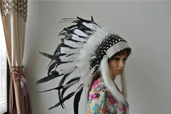 

Indian Feather headdress Replica made for PARTY event Halloween feather headpiece supply with silver headband