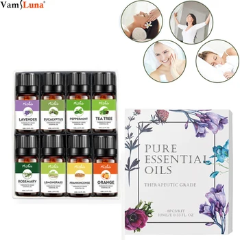 

Essential Oils Gift Set, Premium Grade Aromatherapy Oils kit for Diffuser, Humidifier, Massage, Skin & Hair Care, 10 ML/8 Count