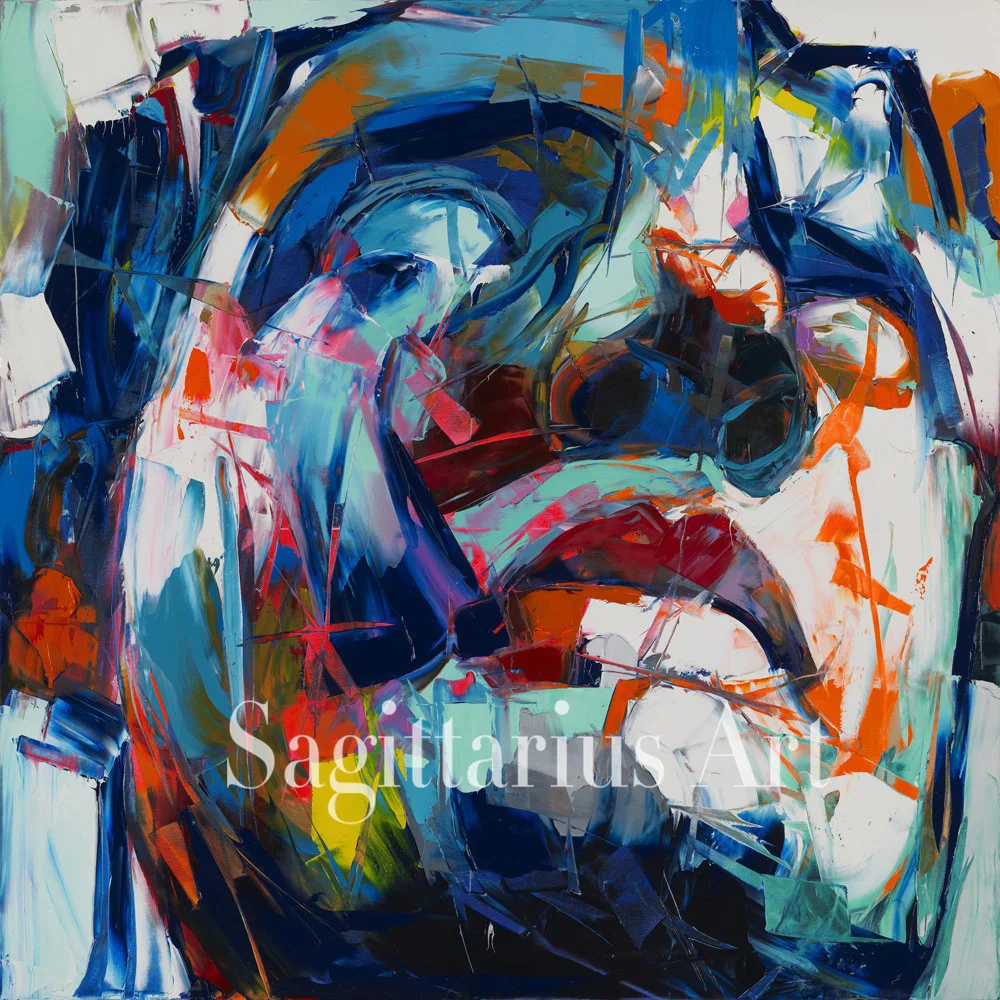 

Hand Painted Cool Face Art Francoise Nielly Designer Palette knife Untitled 107 Oil painting canvas Bedroom hallway Wall Decor