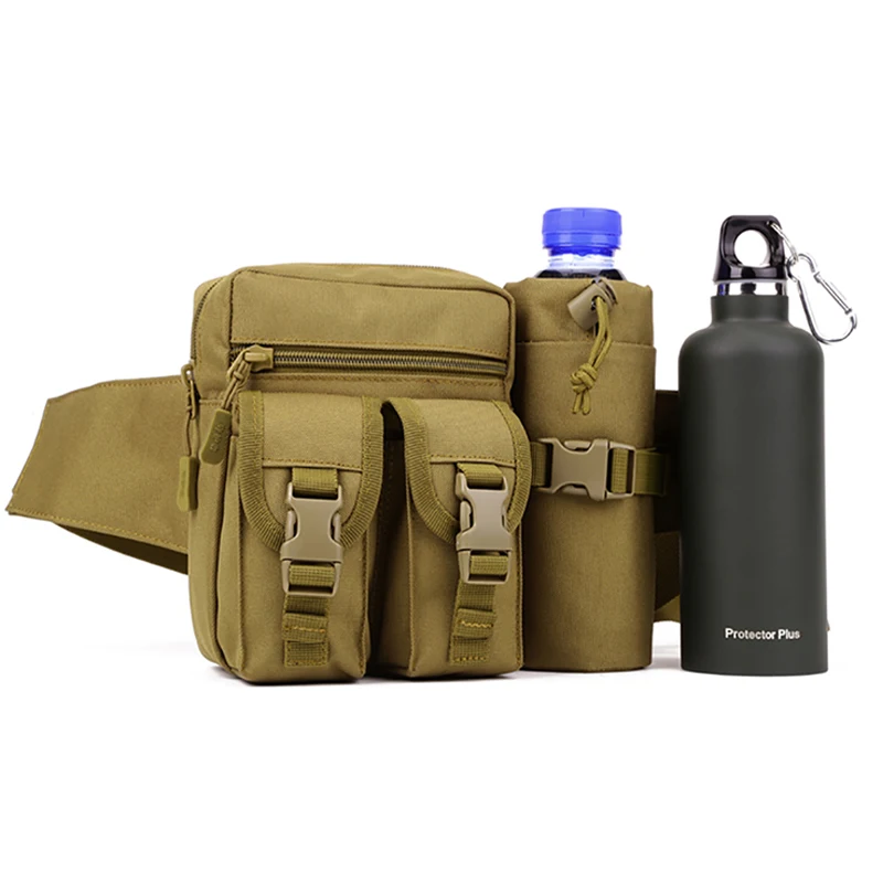 Защитная Спортивная Военная поясная сумка для бутылки воды с карманом, тактическая сумка для отдыха, камуфляжная поясная Сумка для кемпинга, пешего туризма, на открытом воздухе