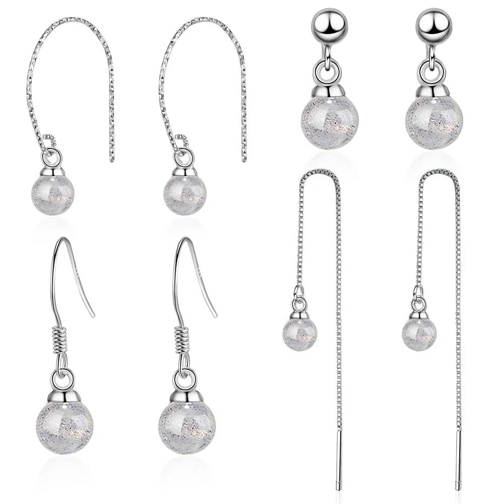 

Trendy High Quality Rhinestone 925 Sterling Silver Lady Stud Earrings Jewelry For Women Drop Shipping Cheap