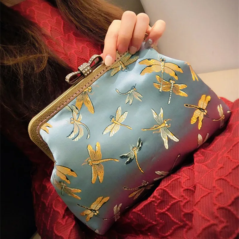 

CF258 7colors 100*74cm Dragonfly Chinese Silk Jacquard Satin Fabric Garment Fabric For Chinese Cheongsam DIY Fabric For Sewing