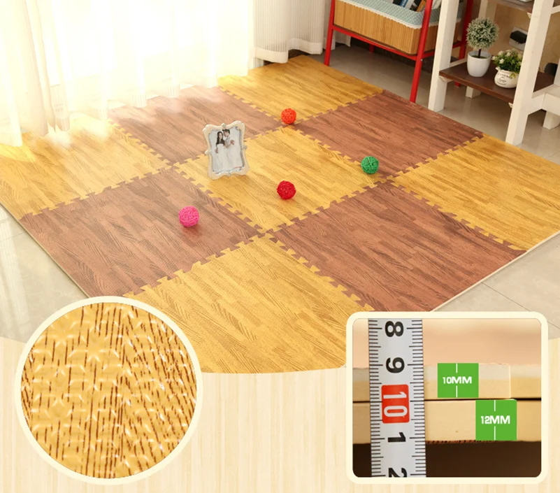6pcs/set EVA Foam Baby Play Mat Wood foam pad Baby crawling mat Soft and Tough  Waterproof Non-toxic Gym Games Blanket