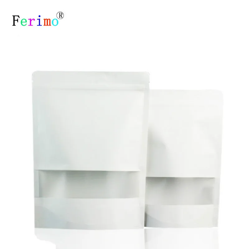 100pcs White Kraft Paper Stand Up Seal Sealing Zip Lock Ziplock Bag