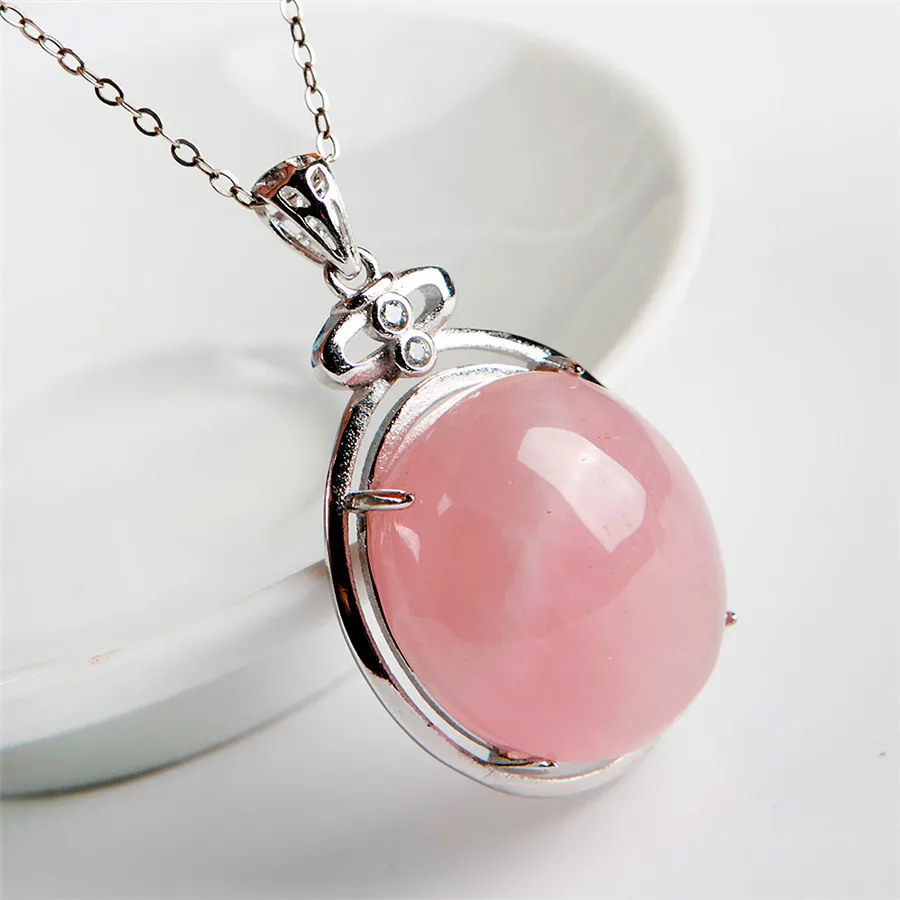Genuine Natural Rose stone Women Lady 