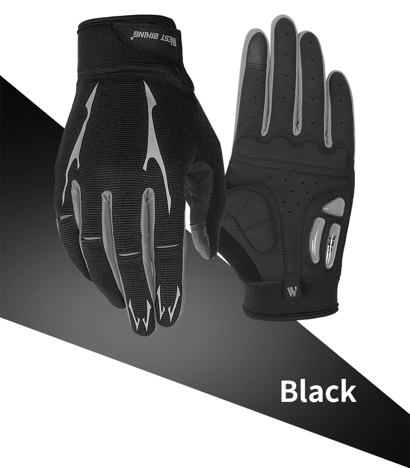 West biking противоскользящие велосипедные перчатки Открытый полный гель для пальцев Pad Спортивные перчатки ударопрочные дышащие велосипедные перчатки для мужчин M/L/XL