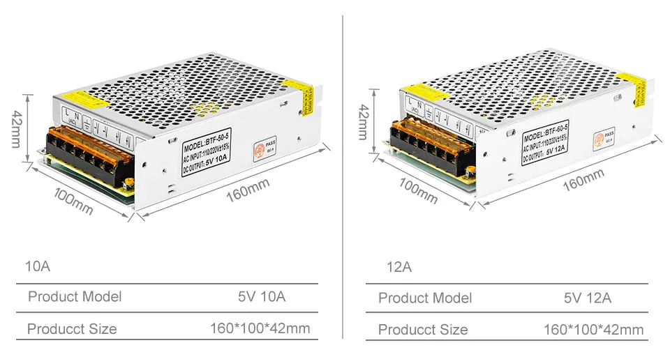 5 V 2A/3A/4A/5A/8A/10A/12A/20A/30A/40A/60A переключатель светодиодный Питание Трансформеры WS2812B WS2801 SK6812 SK9822 APA102 Светодиодные ленты