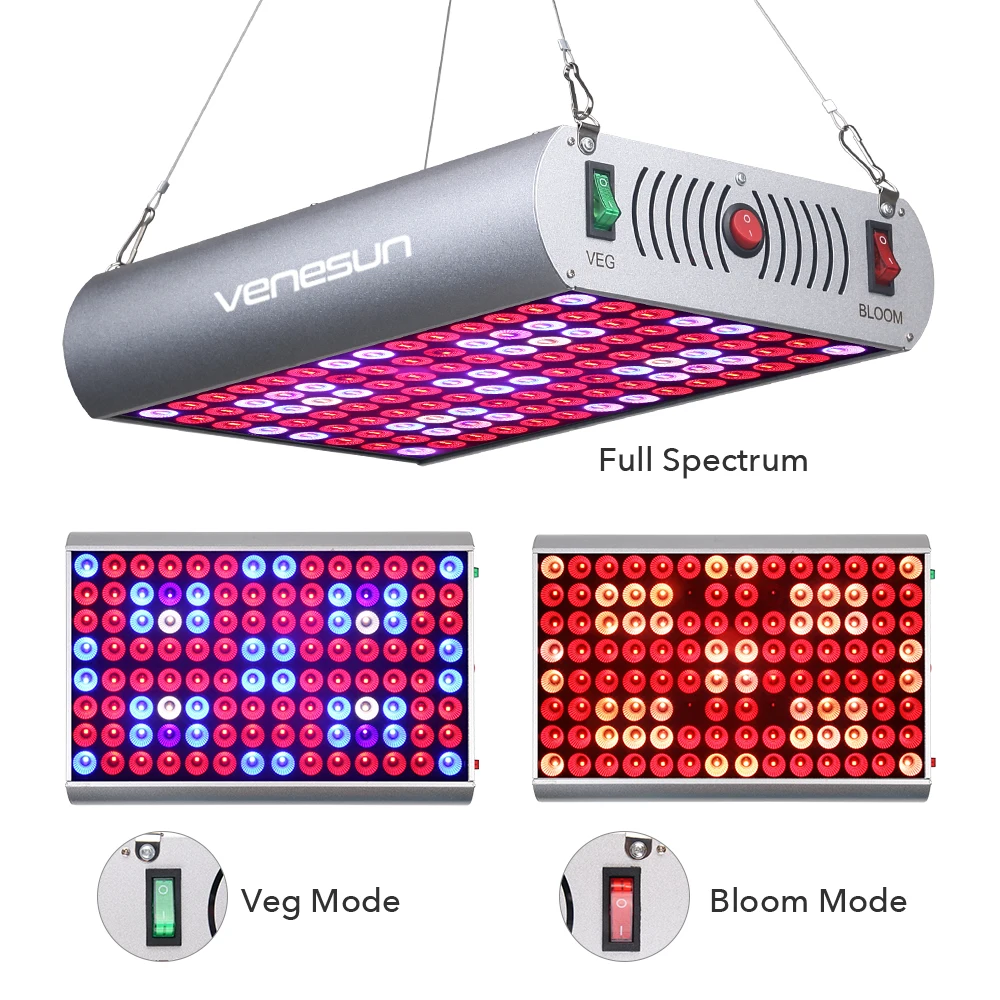 

Venesun 300W LED Grow Light Panel Full Spectrum Plant Growing Bulbs Fixture with Veg/Bloom/Full Switch for Indoor Plants Growing