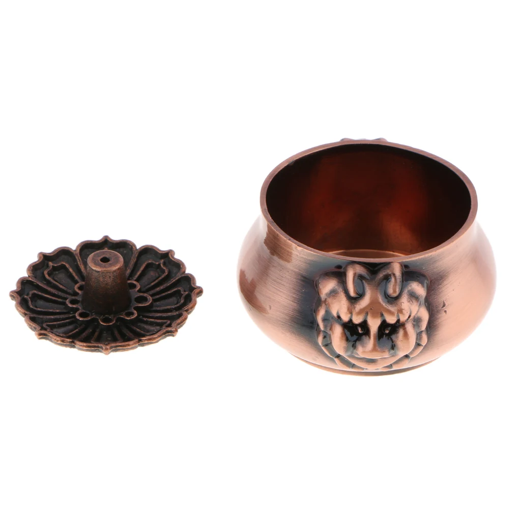 Vintage Copper Alloy Incense Burner Stick Holder Incense Base Bowl Home Tea House Decoration