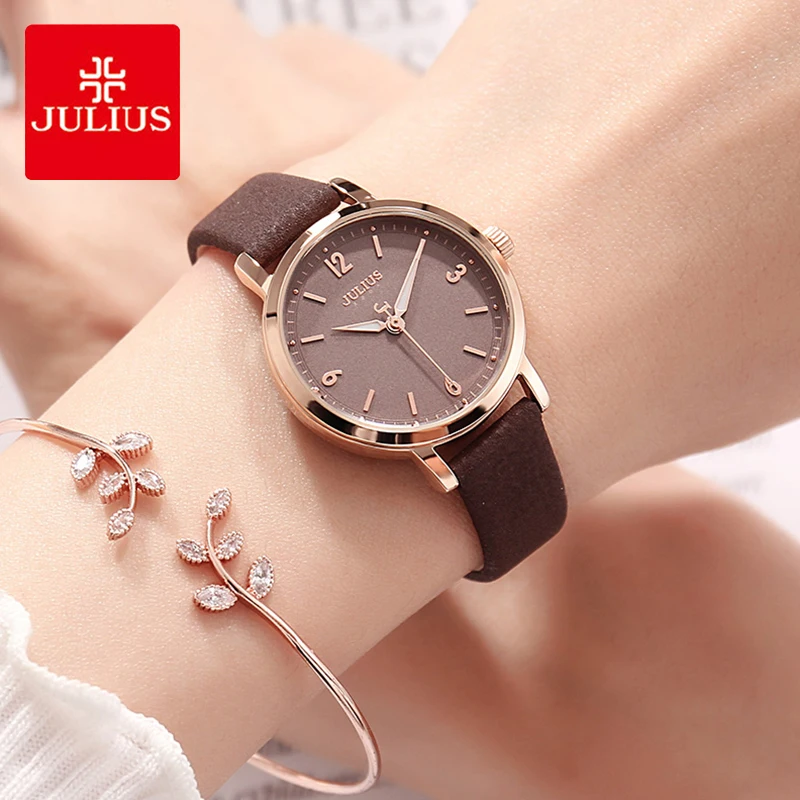 Cena Julius Lady klasyczny cyfrowy skórzany zegarek z tarczą kobieta proste podświetlane wskazówki zegarki kwarcowe sukienka zegar Montre Femme prezent