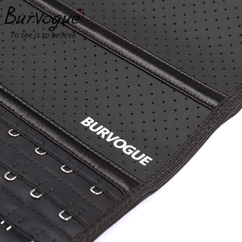 Burvogue Breathable Latex Waist Training Corsets 9 Spiral Steel Bone Slimming Underbust Corset Tummy Control Corsets Black XXS-XXL