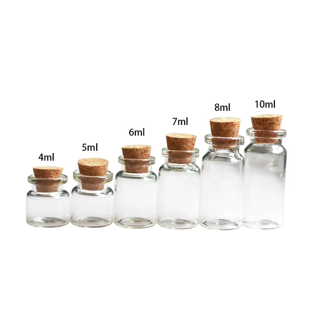 Wholesale Mini Small Tiny Clear Cork Stopper Glass Bottles 3 Vials sizes U9E8 