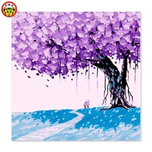 Картина по номерам художественная краска по номерам фиолетовое Дерево Путь через карьера романтическая рисование на холсте знаменитый абстрактный цвет
