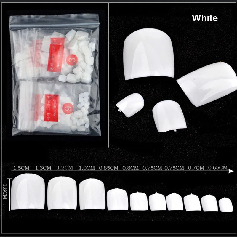 500pcs False Artificial Foot Nails Sticker Full Cover Fake Toenails Natural/Clear/White False Nails Acrylic Nail Art Salon Tips