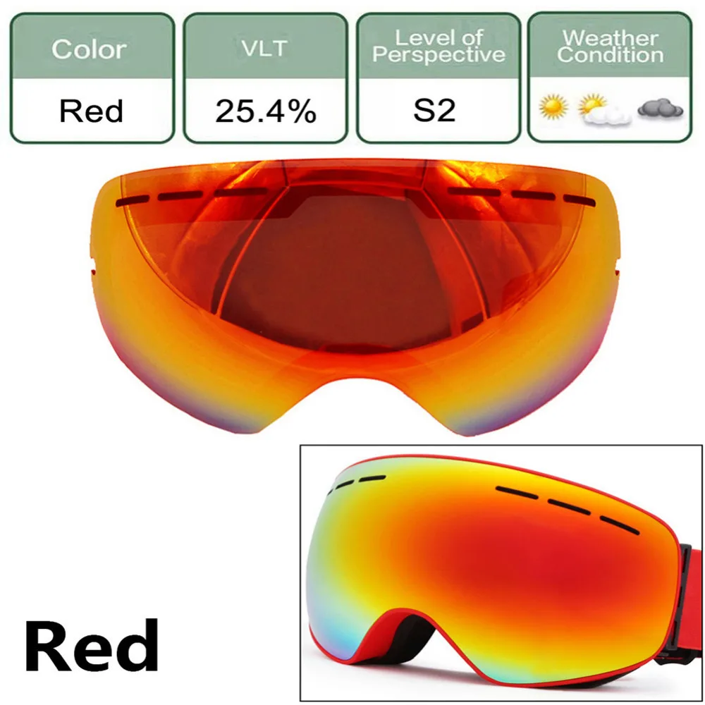 COPOZZ Double-layer Anti-glare Lenses Ski Night Vision Goggles Mask Lens Anti-fog Snowboard Winter Snow Sports Skiing Lens