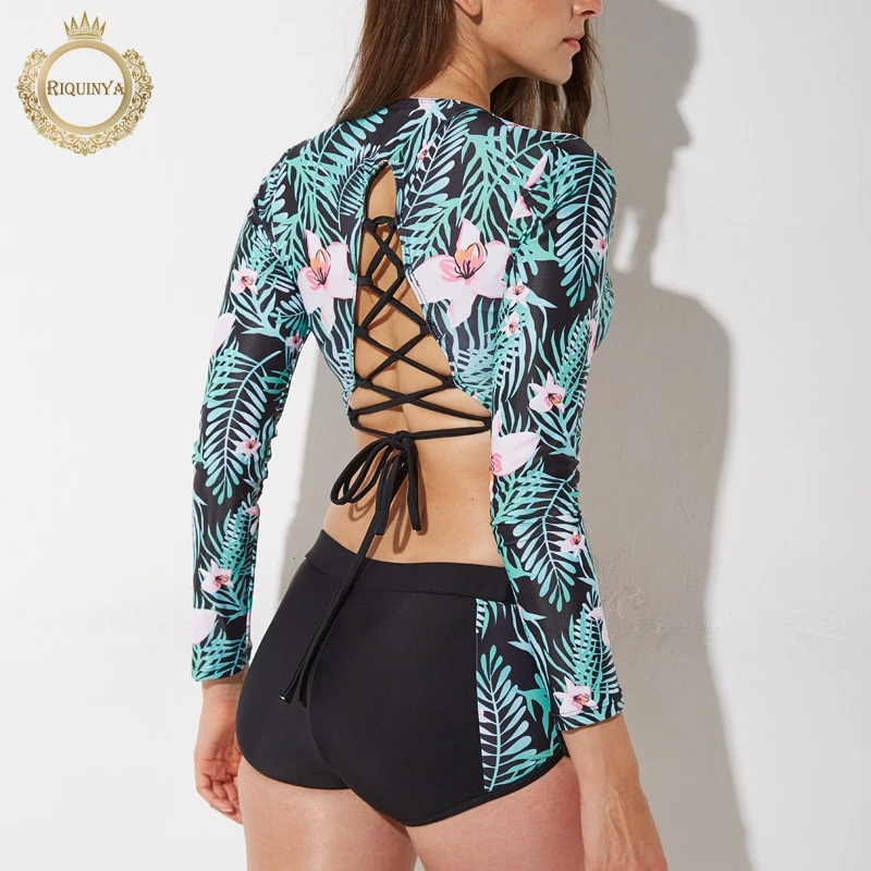 ملابس النساء طويلة الأكمام ملابس السباحة Rashguard السباحة دعوى للنساء طفح الحرس ملابس السباحة مايوه دي باين Fille تصفح إركب الرياح