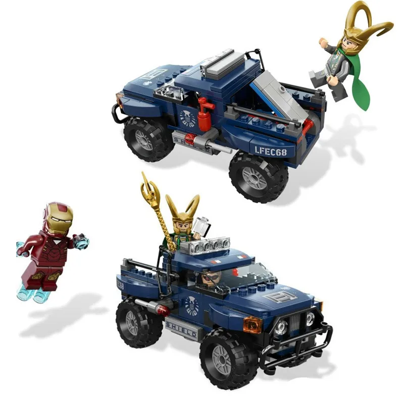 

Legoing Avenger Super Iron Man Loki Hawkeye Pickup Truck Building Block Toys Brick Compatible